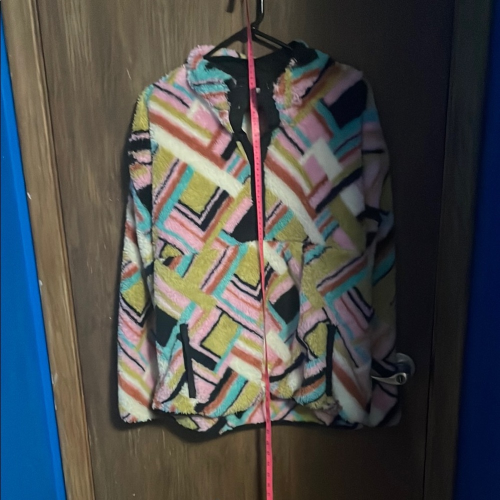 Hurley Vibrant Pink and Yellow Geometric Puffer Jacket